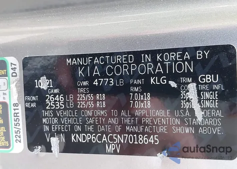 2022 Kia Sportage Nightfall Edition z USA, uszkodzony, nr VIN KNDP6CAC5N7018645